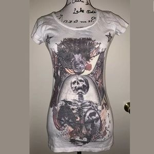 All Saints White Skeleton T Shirt 8 Fits Like US 4